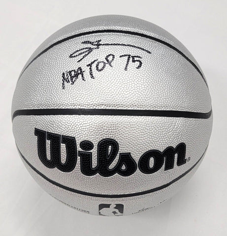 Allen Iverson Signed 76ers Wilson NBA Platinum Basketball W/ NBA Top 75 Beckett