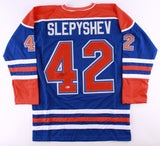 Anton Slepyshev Signed Oilers Jersey (Beckett COA) Edmonton Left Winger