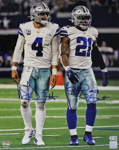 Dak Prescott & Ezekiel Elliott Signed Dallas Cowboys 16x20 Photo Beckett 37120