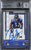 Ravens Ray Lewis Signed 2005 Playoff Contenders #10 Card Auto 10! BAS Slabbed