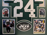 FRAMED NEW YORK JETS DARRELLE REVIS AUTOGRAPHED SIGNED JERSEY BECKETT HOLO