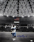 Earl Campbell Autographed B&W Pointing Up Spotlight 16x20 Photo- JSA W Auth