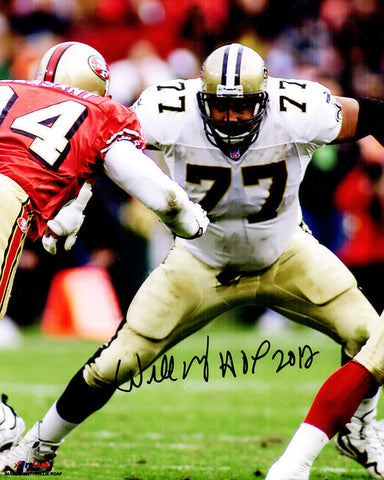 Willie Roaf Signed New Orleans Saints Action vs 49ers 8x10 Photo w/HOF 2012 - SS