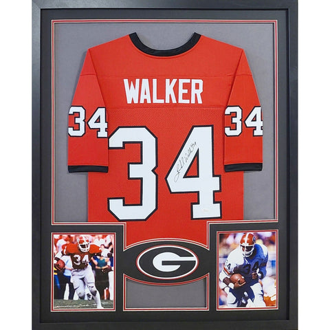 Herschel Walker Autographed Signed Framed Red Georgia HW Jersey JSA