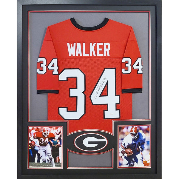 Herschel Walker Autographed Signed Framed Red Georgia HW Jersey JSA