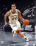 Manu Ginolbili Autographed Signed 16x20 Photo Spurs "HOF 22" Beckett QR #WX48323