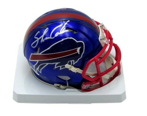 Shane Conlan Autographed Blue Mini FLASH Speed Football Helmet Bills JSA 168757