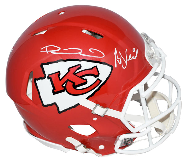 PATRICK MAHOMES & ANDY REID SIGNED KANSAS CITY CHIEFS AUTHENTIC SPEED HELMET BAS