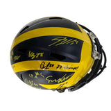 Autographed/Signed 2023 Michigan Full-Size Speed Helmet 17 Signatures BAS COA