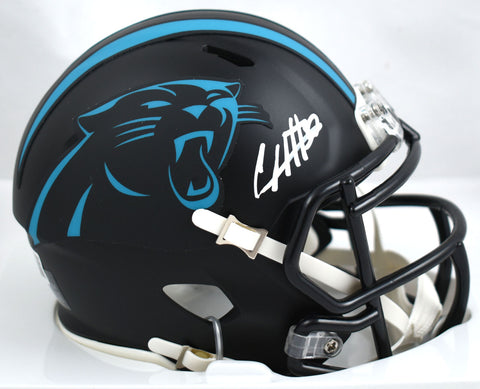 Chuba Hubbard Autographed Panthers Alt 2022 Speed Mini Helmet-Beckett W Hologram