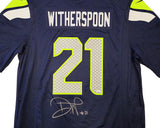 SEAHAWKS DEVON WITHERSPOON AUTOGRAPHED BLUE NIKE JERSEY SIZE L MCS HOLO 229507