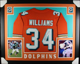 RICKY WILLIAMS (Dolphins orange SKYLINE) Signed Autographed Framed Jersey JSA