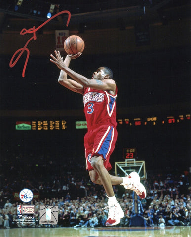 Allen Iverson Signed Philadelphia 76ers 8x10 Photo Beckett Witnessed Red Jersey