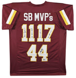 SB MVPs (3) Williams, Rypien & Riggins Signed Maroon Pro Style Jersey BAS Wit