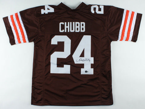 Nick Chubb Signed Browns Jersey (Beckett Holo) Cleveland, 2nd Rd Draft Pick 2018