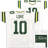 GREEN BAY PACKERS JORDAN LOVE AUTOGRAPHED WHITE JERSEY BECKETT WITNESS 232821