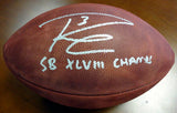 RUSSELL WILSON AUTOGRAPHED SIGNED SB LEATHER FOOTBALL SEAHAWKS CHAMPS RW 72353