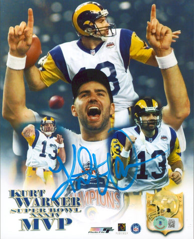 Rams Kurt Warner Authentic Signed 8x10 Vertical Collage Photo Autographed BAS