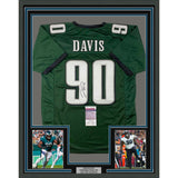 Framed Autographed/Signed Jordan Davis 35x39 Philadelphia Green Football Jersey