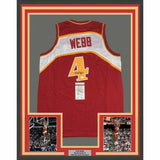 FRAMED Autographed/Signed SPUD WEBB 33x42 Atlanta Red Jersey JSA COA Auto