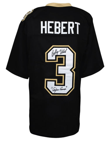 Bobby Hebert (SAINTS) Signed Black Custom Football Jersey w/Cajun Cannon -SS COA