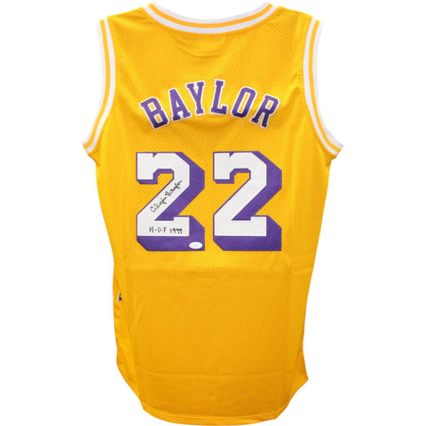 Elgin Baylor Signed Los Angeles Lakers Adidas XL Yellow Jersey HOF JSA 48473