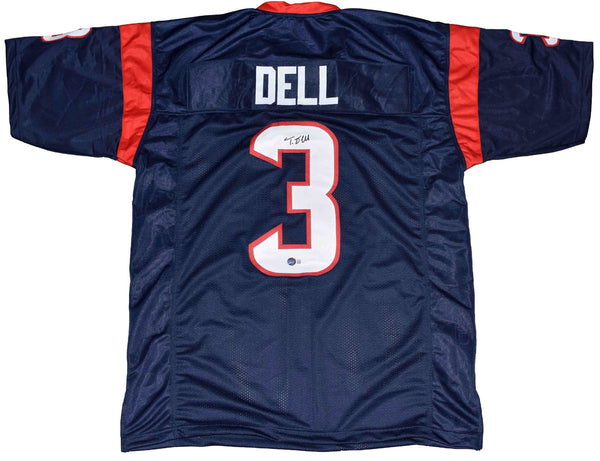 TANK DELL AUTOGRAPHED SIGNED HOUSTON TEXANS #3 NAVY JERSEY BECKETT