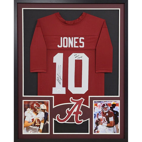 Mac Jones Autographed Signed Framed Alabama Heisman Jersey JSA