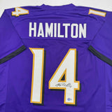 Autographed/Signed Kyle Hamilton Baltimore Purple Football Jersey BAS COA