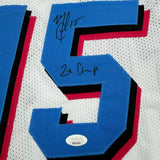 Framed Autographed/Signed Mario Chalmers 35x39 Miami Vice White Jersey JSA COA