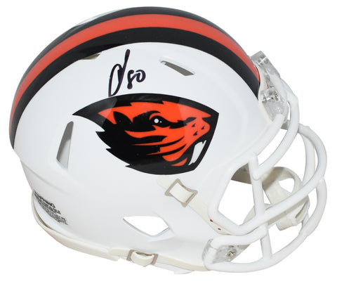 CHAD JOHNSON SIGNED OREGON STATE BEAVERS WHITE SPEED MINI HELMET BECKETT