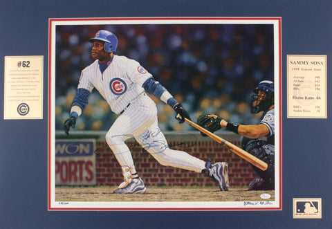 Sammy Sosa Signed LE Cubs 22.5x32.5 Custom Matted Photo Display (JSA COA)