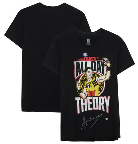 Austin Theory Autographed WWE Black That's All Day Thery Selfie T-Shirt Fanatics