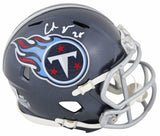 Titans Chris Johnson Authentic Signed Navy Speed Mini Helmet w/ Case BAS Witness