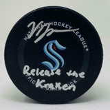 VINCE DUNN Autographed "Release The Kraken" Official Game Puck FANATICS