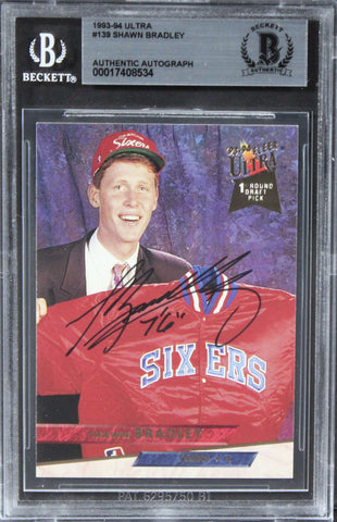 76ers Shawn Bradley Authentic Signed 1993 Ultra #139 Card BAS Slabbed