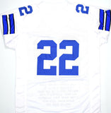 Emmitt Smith Autographed White Pro Style STAT Jersey- Beckett W Hologram *R2