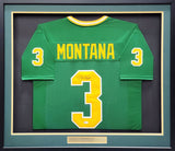 NOTRE DAME JOE MONTANA AUTOGRAPHED SIGNED FRAMED GREEN JERSEY BECKETT 200922