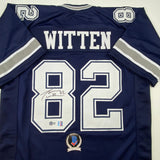 Autographed/Signed Jason Witten Dallas Dark Blue Football Jersey Beckett COA