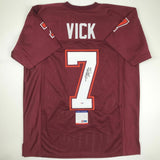 Autographed/Signed MICHAEL MIKE VICK Virginia Tech Maroon College Jersey PSA COA