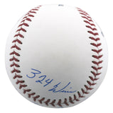 Rangers Nolan Ryan "Career Stat" Authentic Signed Manfred Oml Baseball BAS