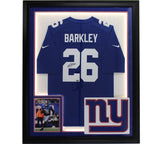 Saquon Barkley Signed New York Giants LED Framed Nike Blue NFL Jersey