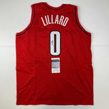 Autographed/Signed Damian Lillard Portland Red Basketball Jersey JSA COA