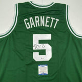 Autographed/Signed Kevin Garnett Boston Green Basketball Jersey Beckett BAS COA