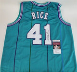 Glen Rice Signed Charlotte Hornets Teal Pinstriped Jersey (JSA COA) 3xAll Star