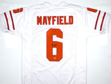 Baker Mayfield Autographed White Pro Style Jersey- Beckett W Hologram *Black