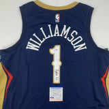 Autographed/Signed ZION WILLIAMSON New Orleans Blue Jersey PSA/DNA COA Auto