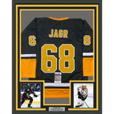 Framed Autographed/Signed Jaromir Jagr 33x42 Pittsburgh Black Jersey JSA COA