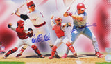 Carlton Fisk and Ivan Rodriguez Autographed/Signed Framed 16x20 Pudge MLB Photo