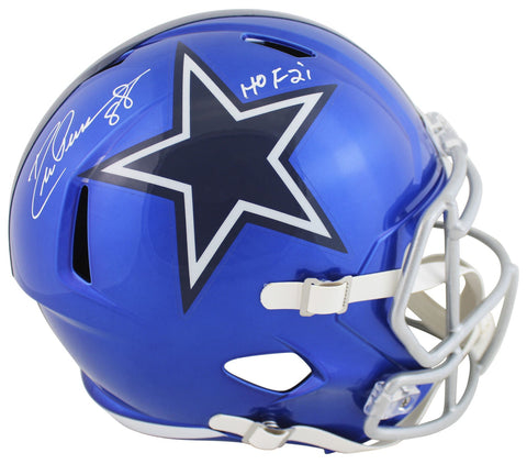 Cowboys Drew Pearson "HOF 21" Signed Flash Full Size Speed Rep Helmet BAS Wit